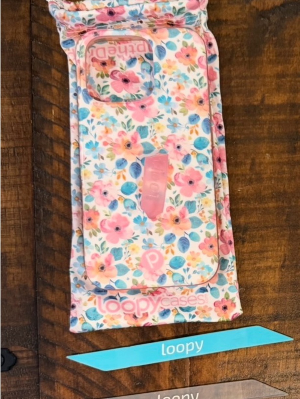 Loopy Case Floral Pink Blue White Phone Strap Case - iPhone 16 pro